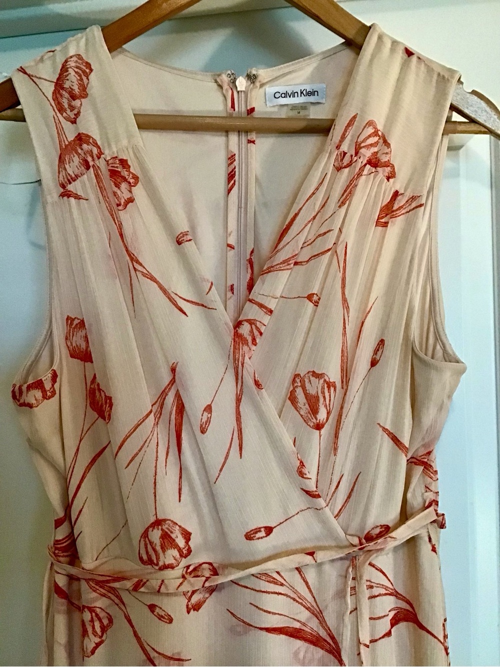 Calvin Klein peach Maxi dress with Salmon print